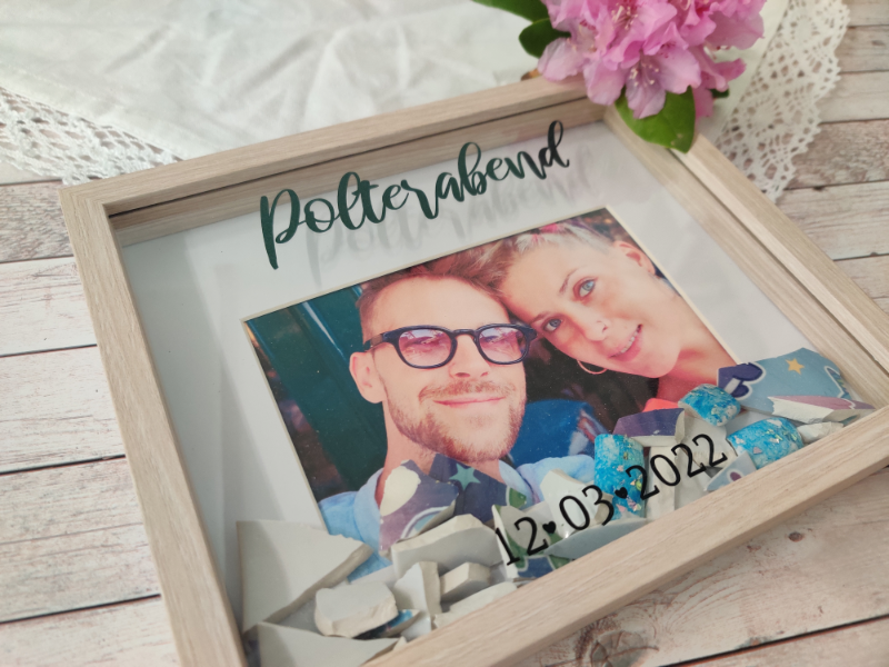 Erinnerungsrahmen zum Polterabend mit Foto und Datum